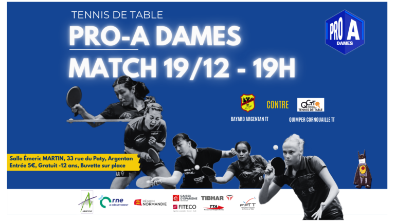 MATCH PRO A DAMES – VENDREDI 19 DÉCEMBRE – 19H