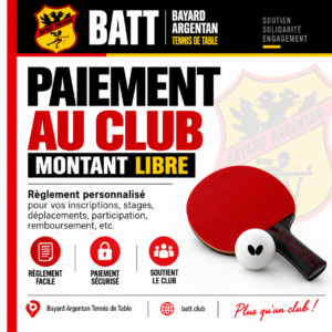 Paiement au club – montant libre