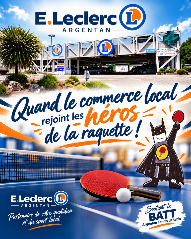 E.Leclerc Argentan partenaire de la Bayard Argentan Tennis de Table